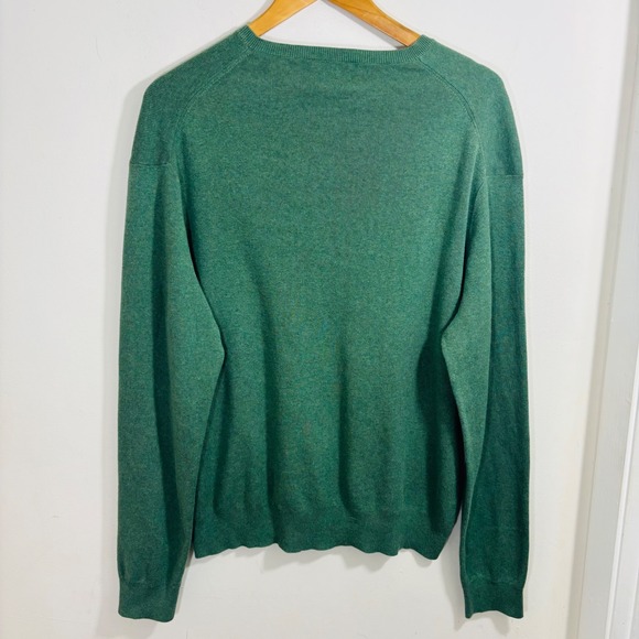 Polo Ralph Lauren Mens Green Pima Cotton V-Neck Sweater Pony Logo Sz Large - Picture 6 of 6